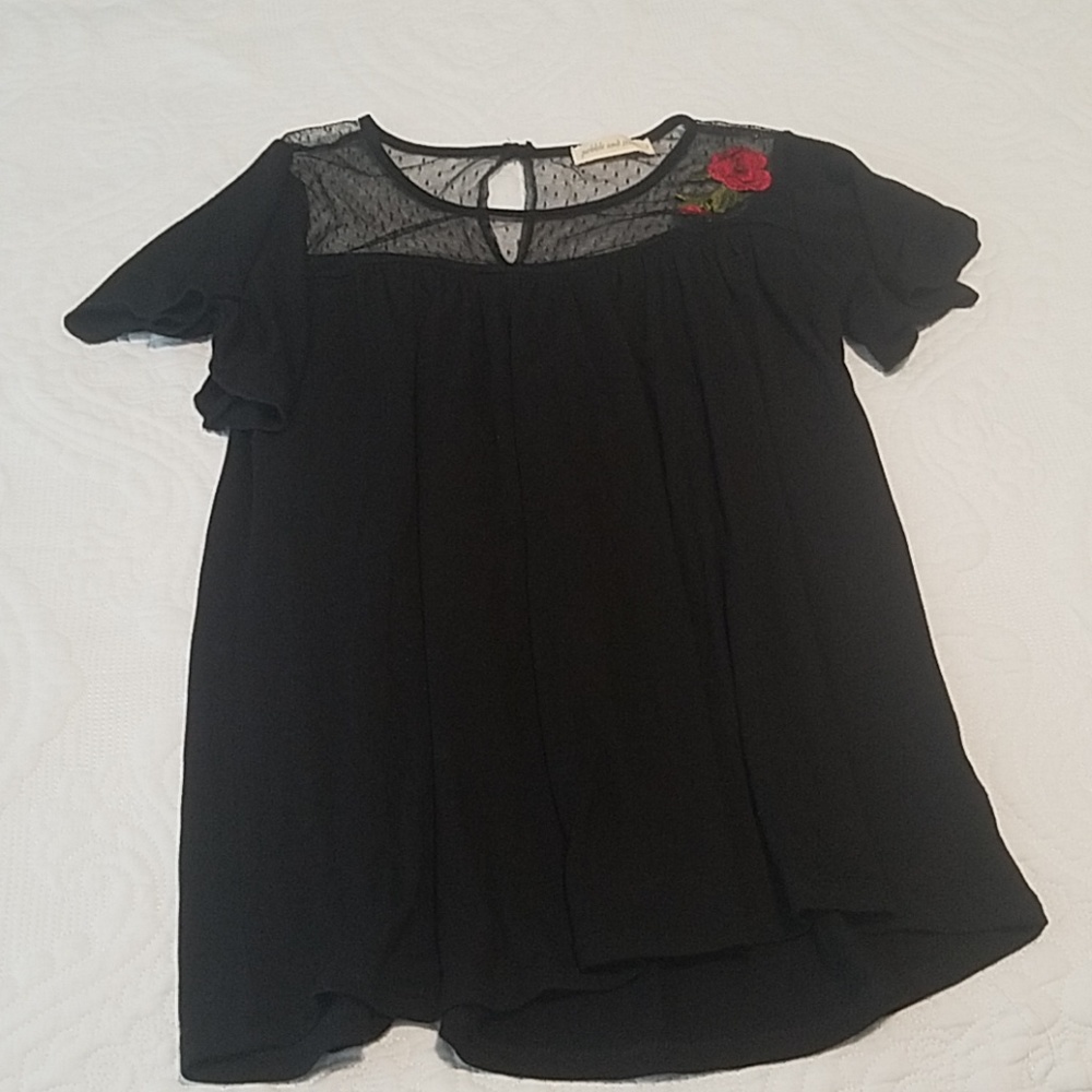 Black Blouse with Red Rose